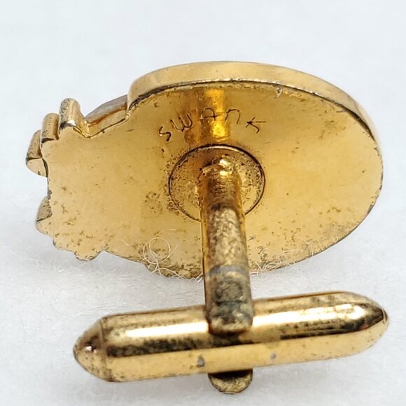 Vintage Abalone Cufflinks Gold Tone Oval Mother Of Pearl - Picture 6 of 7